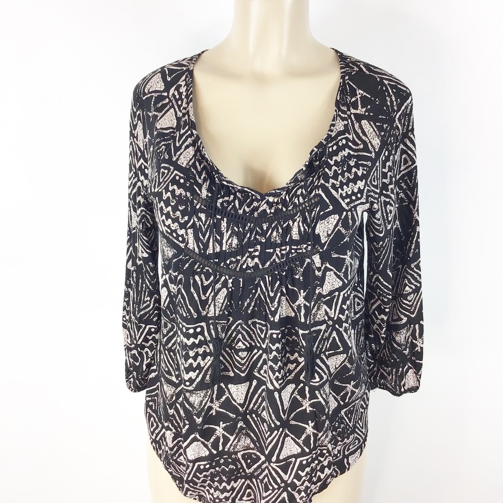 Mossimo boho Style Blouse Size XS Black Cream